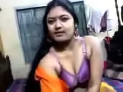Typical Indian dark-brown postures in and out of her garments